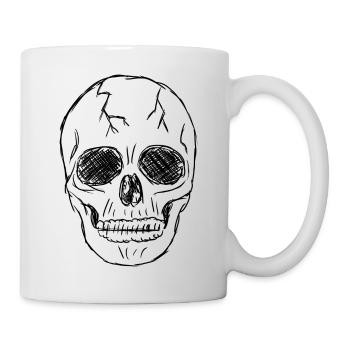 Skull and death with black pen - Mug - white - Right