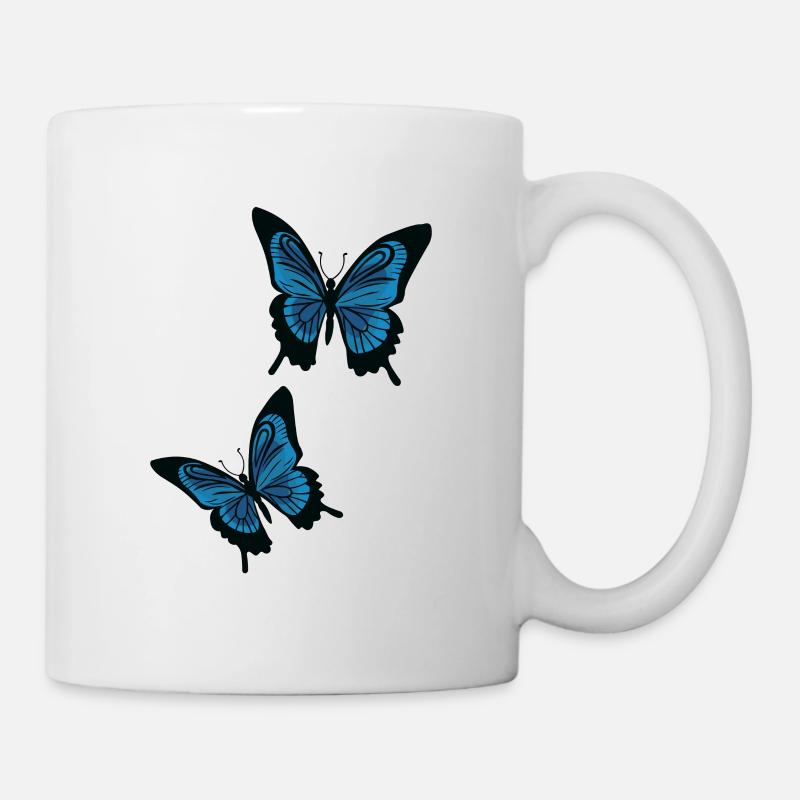 Blaue Schmetterlinge - Tasse - Weiß