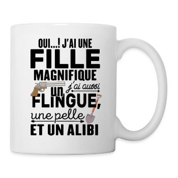 Père Oui J'ai Une Fille Magnifique Cadeau - Mug blanc - blanc - Droite