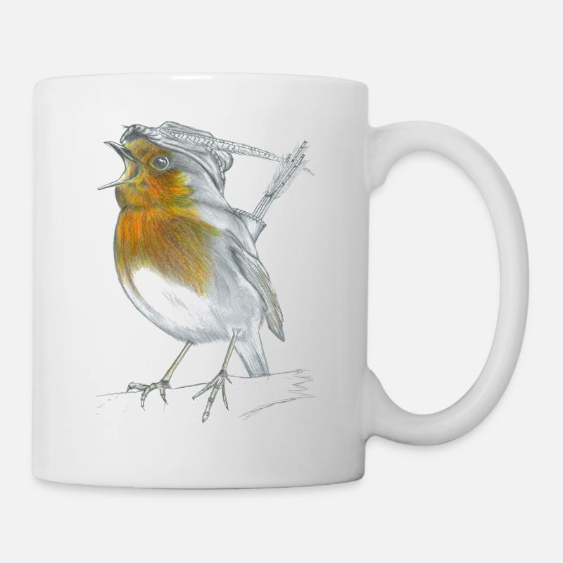 Rotkehlchen Robin Hood - Tasse - Weiß