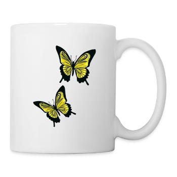 Gelbe Schmetterlinge - Tasse - Weiß - Rechts