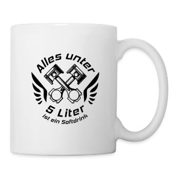 V8 Motor Engine US Car Muscle Car Hubraum 5 Liter - Tasse - Weiß - Rechts