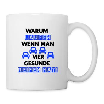 Auto Reifen schwarz blau - Tasse - Weiß - Rechts