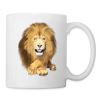Lion couché, détendu - Mug blanc - blanc - Droite