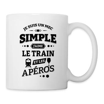 J'AIME LE TRAIN ET LES APÉROS - Mug blanc - blanc - Droite