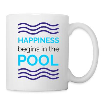 HAPPINESS begins in the POOL - Tasse - Weiß - Rechts