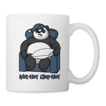 Panda lustige Sprüche hart arbeiten hart schlafen - Tasse - Weiß - Rechts