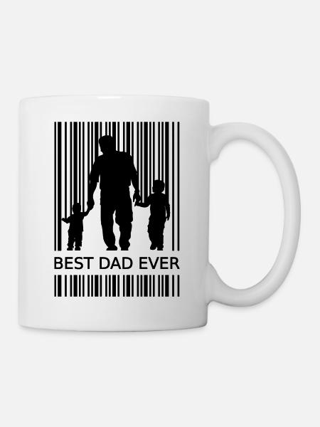 Best Dad Ever Strichcode zweifacher Papa Geschenk - Tasse - Weiß
