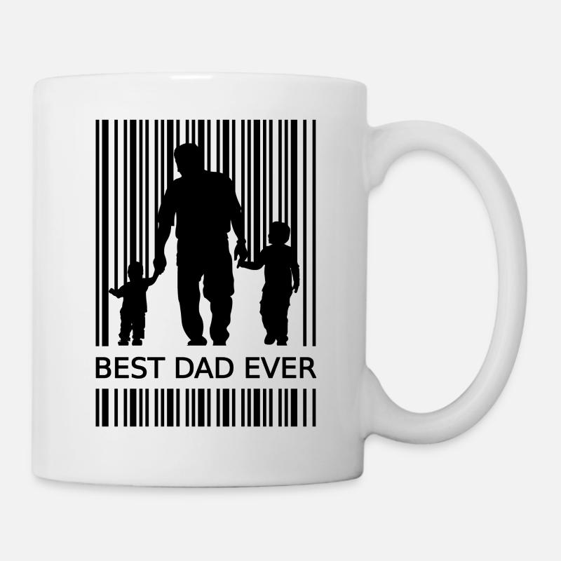 Best Dad Ever Strichcode zweifacher Papa Geschenk - Tasse - Weiß