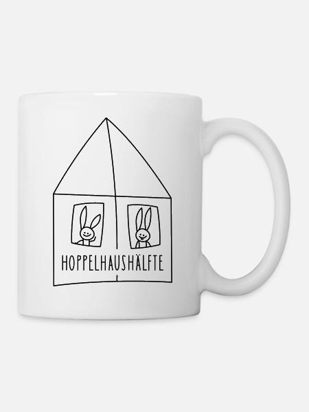Lustige Hasen im Häuschen - Tasse - Weiß