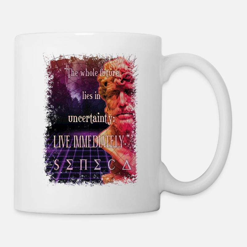 Citation future stoïcienne de Sénèque en direct immédiatement - Mug blanc - blanc