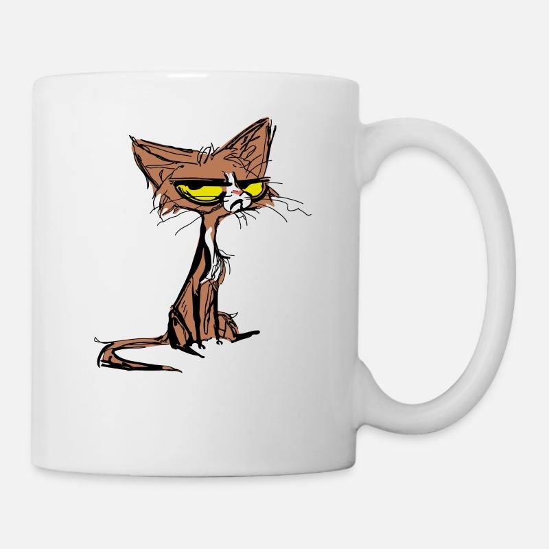 Funny Meh cat for cat lovers - Mug - white