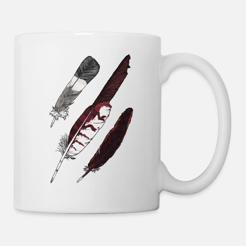 Federsammlung - Drei Federn Handgezeichnet - Tasse - Weiß
