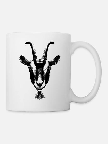 Ziege / Geiß / Grafik / Portrait - Tasse - Weiß