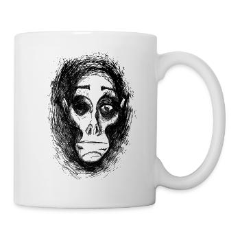 Visage mi-homme-femme-Singe - Mug blanc - blanc - Droite