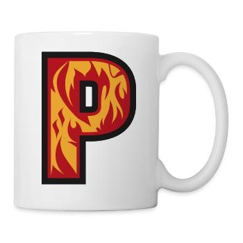 Buchstabe P mit Flammen - Buchstabe mit Feuer 🔥 - Tasse - Weiß - Rechts