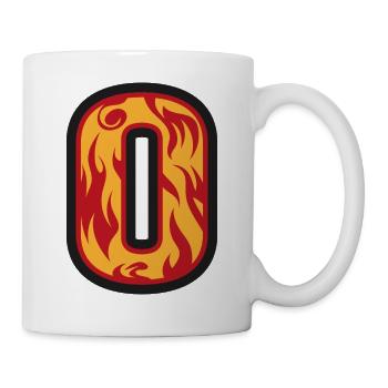 Buchstabe O mit Flammen - Buchstabe mit Feuer 🔥 - Tasse - Weiß - Rechts