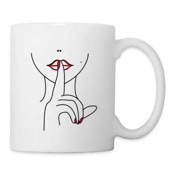Frauengesicht mit Hand - Tasse - Weiß - Rechts