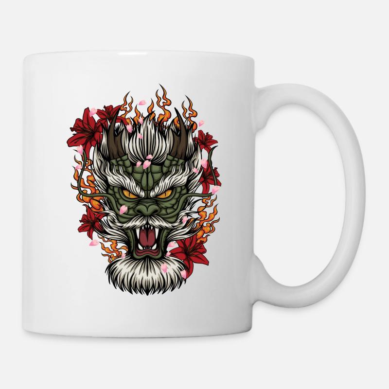Tête de dragon du Japon - Mug blanc - blanc