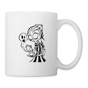 Filles effrayantes sert du thé - Mug blanc - blanc - Droite