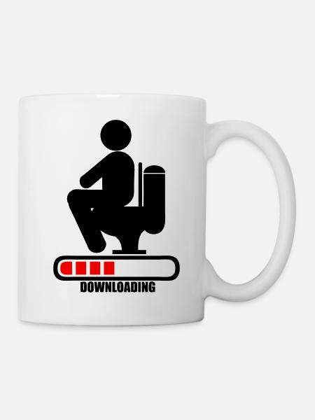 chier toilette caca downloading barre chargement - Mug blanc - blanc