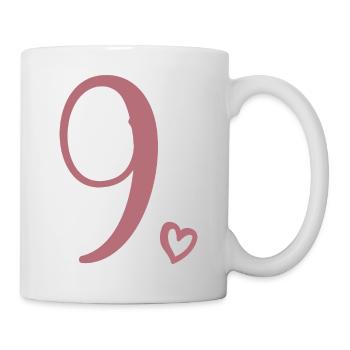 9th Birthday Kids Girls 9 Years Old Cute Number 9 - Mug - white - Right