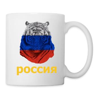 Russischer Tiger in Russland Flagge Russisch stark - Tasse - Weiß - Rechts