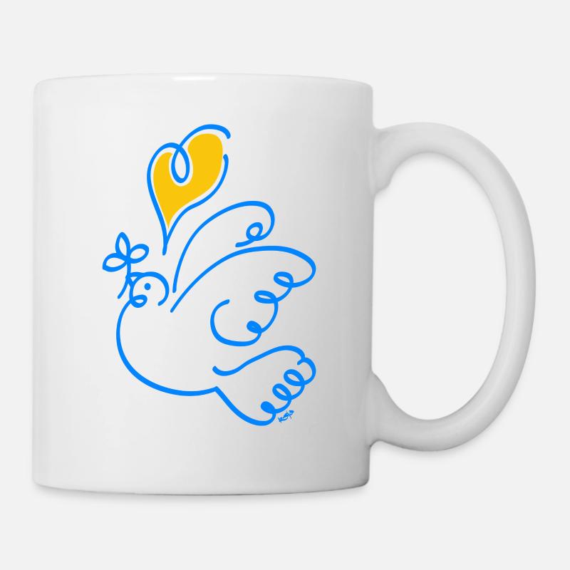 Weisse Taube mit gelbem Herz - Tasse - Weiß