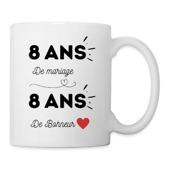 8 ans de MARIAGE / 8 ans de BOHNEUR - cadeau - Mug blanc - blanc - Droite
