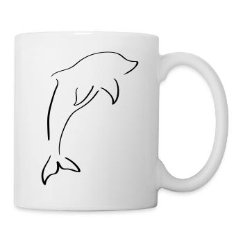 Delfin Line Art - Minimalist - Mug - white - Right