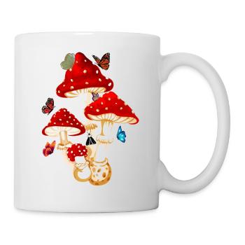champignon papillon - Mug blanc - blanc - Droite