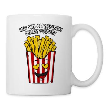 Pommes Liebe Spruch Ich bin chronisch unterpommest - Tasse - Weiß - Rechts