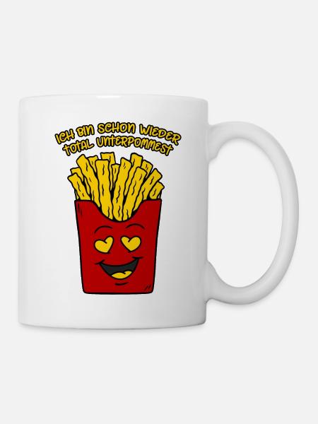 Pommes Ich bin schon wieder total unterpommest - Tasse - Weiß