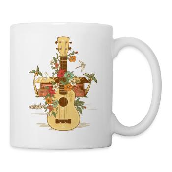gelbe Ukulele Naturmusik Klassische Tiermusik - Tasse - Weiß - Rechts