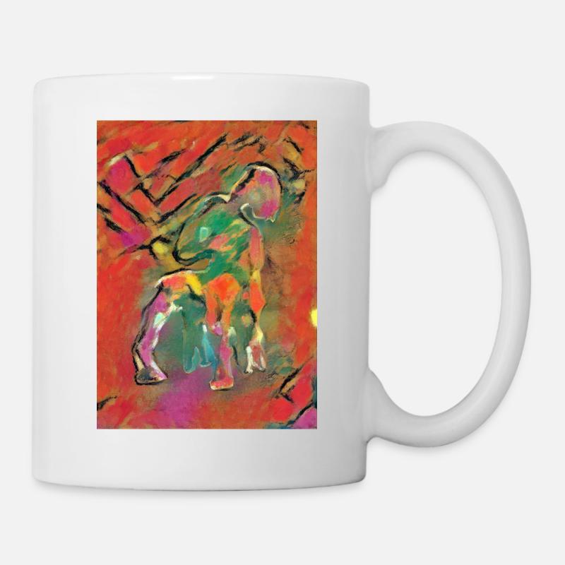 Sur la chaise multicolore - Mug blanc - blanc