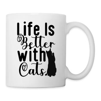 la vie est meilleure avec les chats - Mug blanc - blanc - Droite