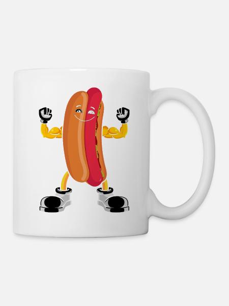 Hot Dog Bodybuilding Fitness Gym Geschenk - Tasse - Weiß