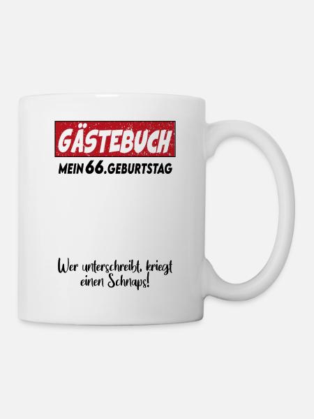 Geburtstag Gästebuch 66 Unterschrift Birthday - Tasse - Weiß