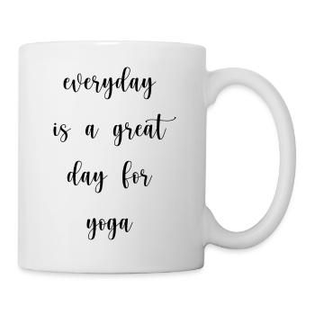 yoga sport fitness happines Englisch qoutes - Tasse - Weiß - Rechts