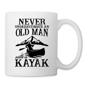 Never Underestimate an Old Man With A Kayak - Tasse - Weiß - Rechts