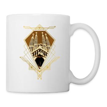 Barcelona Spain City Skyline Gold Ornament - Mug - white - Right