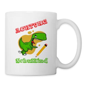 Kinder Achtung Schulkind Schulanfang T-Shirt - Tasse - Weiß - Rechts