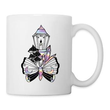 Wicca Fantasy Laterne Pastell Regenbogen Kristall - Tasse - Weiß - Rechts