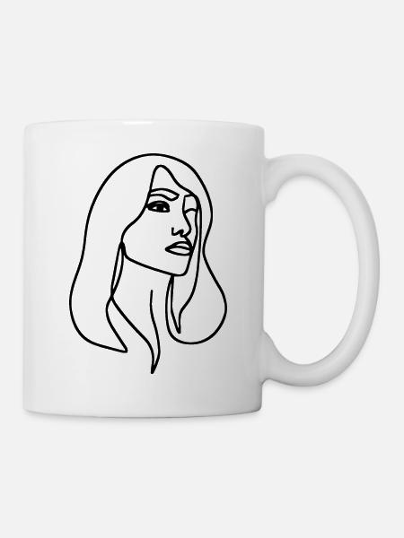 Frauen Line Art - Tasse - Weiß