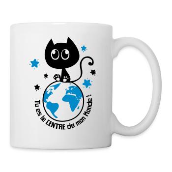 Chat noir mignon humour, pour dire je t'aime ! - Mug blanc - blanc - Droite