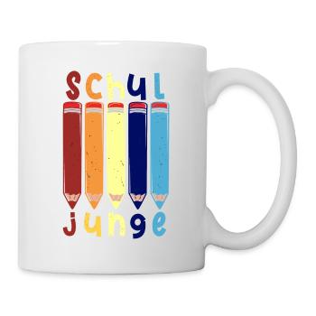 Stifte Schuljunge 2022 Schulbeginn T shirt - Tasse - Weiß - Rechts
