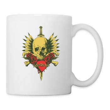 SKULL, WINGS, SWORD AND ROSES - Mug - white - Right