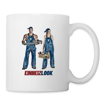Einheitslook vs Einheizlook. Heizungsmonteure. - Tasse - Weiß - Rechts