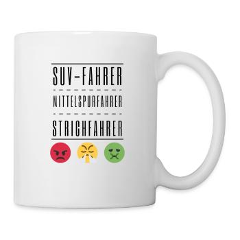 SUV-Fahrer Mittelspurfahrer Strichfahrer - Chaos! - Tasse - Weiß - Rechts