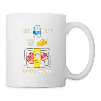 Einkaufen vs Eincowfan - Kuhprodukte im Überblick - Tasse - Weiß - Rechts